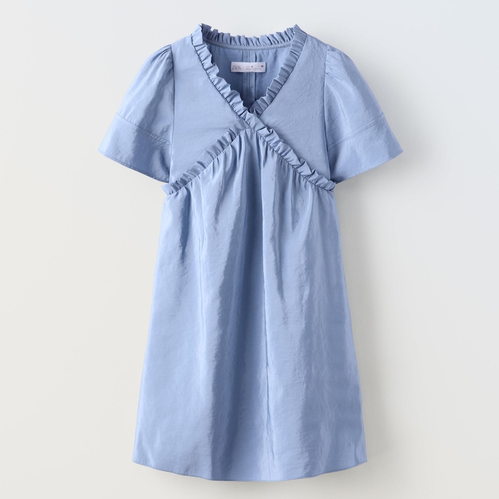 Zara Kids Blue Ruched Smocked Sundress